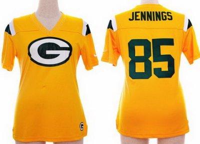Women NEW Green Bay Packers 85 Greg Jennings Yellow FEM FAN Field Flirt Fashion Jerseys