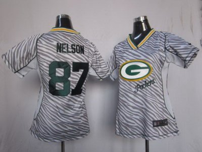 Women NEW Green Bay Packers 87 Nelson Womens FEM FAN Zebra NFL Jerseys