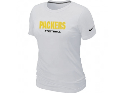 Women NEW Green Bay Packers Sideline Legend Authentic Font T-Shirt White