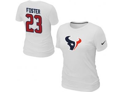 Women NEW Houston Texans #23 FOSTER Name & Number White T-Shirt
