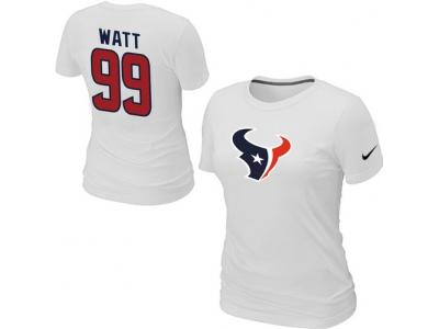 Women NEW Houston Texans #99 Watt Name & Number White T-Shirt