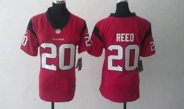 Women NEW Houston Texans 20 Ed Reed Red Jerseys