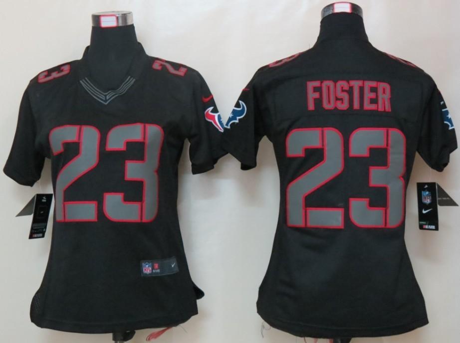 Women NEW Houston Texans 23 Arian Foster Black Jerseys(Impact Limited)