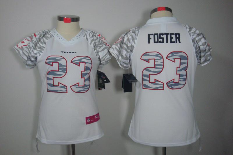 Women NEW Houston Texans 23 Arian Foster White Zebra Field Flirt Fashion Jerseys