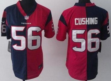 Women NEW Houston Texans 56 Brian Cushing Red Blue Split NFL Jerseys