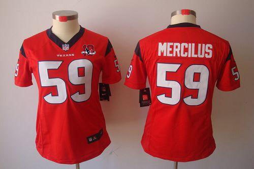 Women NEW Houston Texans 59 Whitney Mercilus Red NEW NFL Jerseys W 10th Patch