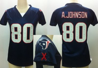 NFL Women NEW Houston Texans 80 Andre Johnson Blue Womens Draft Him II Top Jerseys