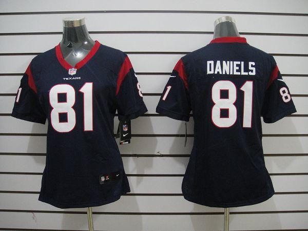 Women NEW Houston Texans 81 Daniels Blue Jerseys