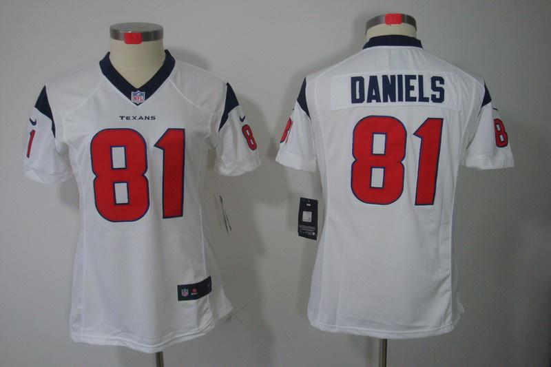 Women NEW Houston Texans 81 Daniels White Jerseys