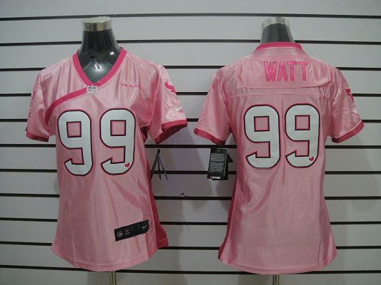 Women NEW Houston Texans 99 Watt Pink Jerseys