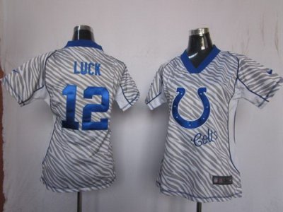 Women NEW Indianapolis Colts 12 Andrew Luck Womens FEM FAN Zebra NFL Jerseys