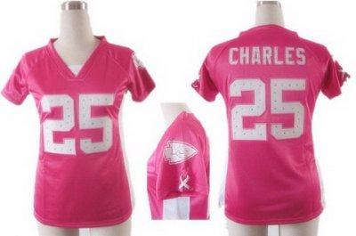 Women NEW Kansas City Chiefs 25# Jamaal Charles Pink Womens Draft Him II Top