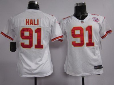 Womens NEW NFL Kansas City Chiefs 91 Tamba Hali White Jerseys