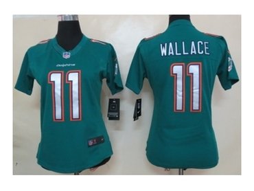 Women NEW Miami Dolphins 11 Mike Wallace Green Jerseys(2013)
