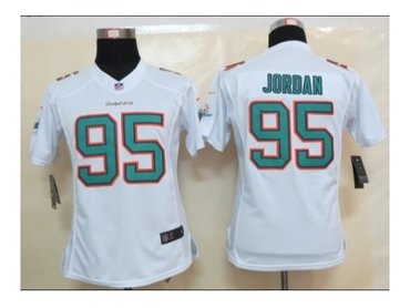 Women NEW Miami Dolphins 95 Dion Jordan White Jerseys(2013)