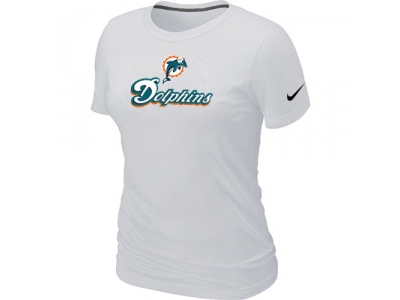 Women NEW Miami Dolphins Authentic Logo T-Shirt White