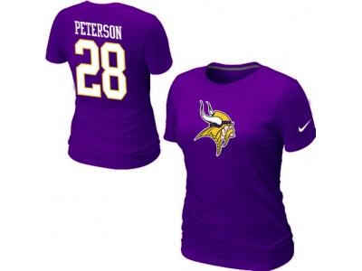 Women NEW Minnesota Vikings #28 Adrian Peterson Name & Number T-Shirt purple