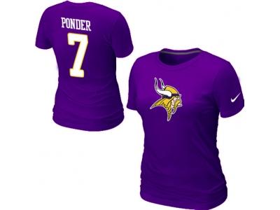 Women NEW Minnesota Vikings #7 Christian Ponder Name & Number T-Shirt purple