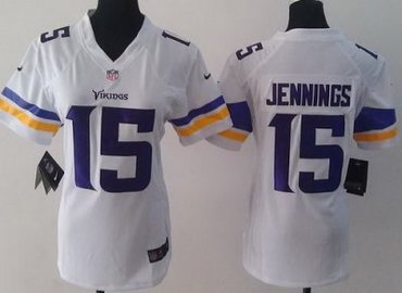 Women NEW Minnesota Vikings 15 Greg Jennings White Jerseys(2013)