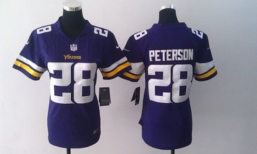 Women NEW Minnesota Vikings 28 Adrian Peterson Purple Jerseys(2013)