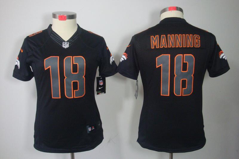 Women NEW NFL Denver Broncos 18 Peyton Manning Impact Limited Black Jerseys