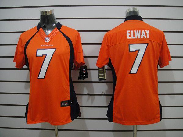 Women NEW NFL Denver Broncos 7 John Elway Orange Jerseys