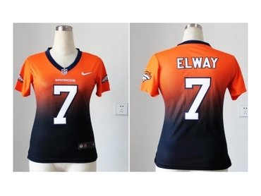 Women NEW NFL Denver Broncos 7 john elway Orange Blue Drift Fashion II Jerseys