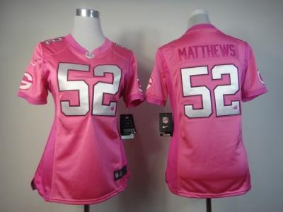 NEW Womens Green Bay Packers #52 Matthews Pink Jerseys(love s)