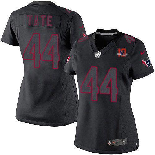 Women NEW NFL Houston Texans 44 Ben Tate Impact Limited Black Jerseys W 10th Patch
