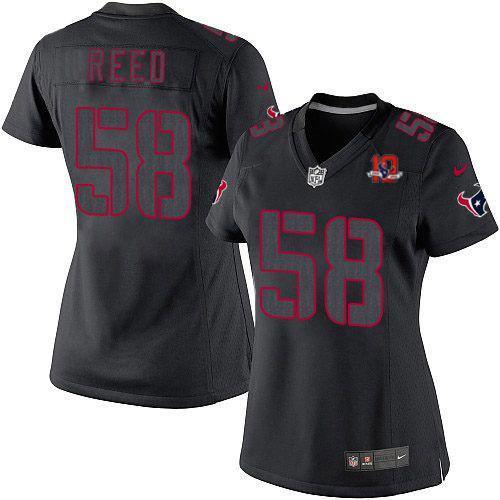 Women NEW NFL Houston Texans 58 Reed Impact Limited Black Jerseys W 10th Patch