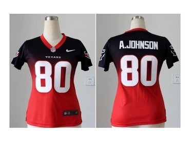 Women NEW NFL Houston Texans 80 Andre Johnson Black Red Drift Fashion II Jerseys