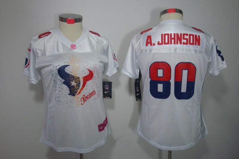 Women NEW NFL Houston Texans 80 Andre Johnson White(2012 Fem Fan Elite Jerseys)