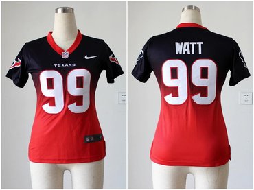 Women NEW NFL Houston Texans 99 J.J. Watt Black Red Drift Fashion II Jerseys