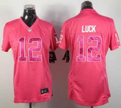 Women NEW NFL Indianapolis Colts 12 Andrew Luck Pink Jerseys