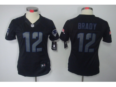 Women NEW NFL New England Patriots 12 Tom Brady black jerseys(impact limited)