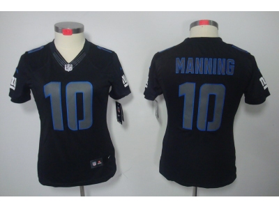 Women NEW NFL New York Giants #10 Eli Manning black jerseys(impact limited)