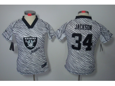 Women NEW NFL Oakland Raiders #34 Bo Jackson jerseys(fem fan zebra)