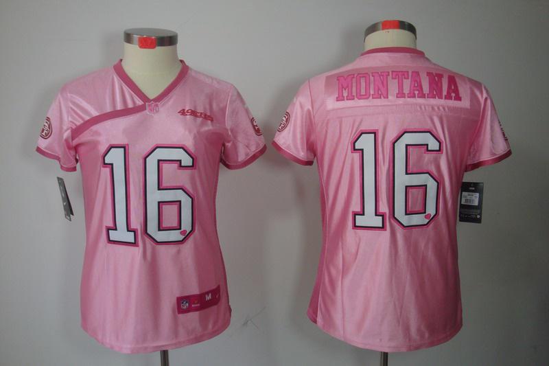 Women NEW NFL San Francisco 49ers 16 joe Montana Pink Jerseys