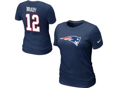 Women NEW New England Patriots #12 Tom Brady Name & Number T-Shirt