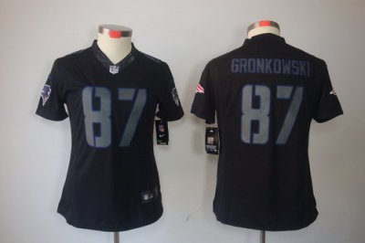 Women NEW New England Patriots 87 Rob Gronkowski Black Jerseys(Impact Limited)