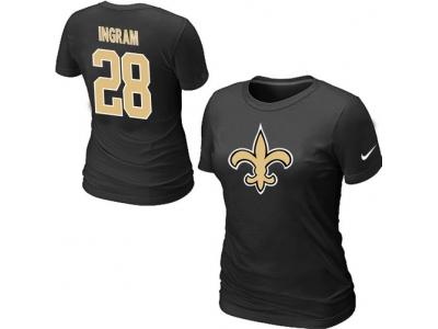 Women NEW New Orleans Saints #28 Mark Ingram Name & Number T-Shirt black