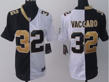 Women NEW New Orleans Saints 32 Kenny Vaccaro Black White Split NFL Jerseys