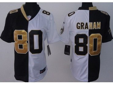 Women NEW New Orleans Saints 80 Jimmy Graham Black White Split NFL Jerseys