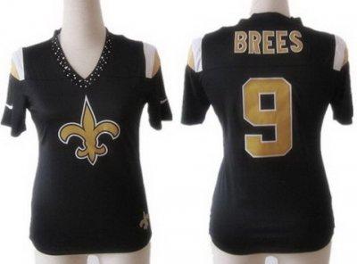 Women NEW New Orleans Saints 9 Drew Brees Black FEM FAN Field Flirt Fashion Jerseys