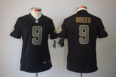 Women NEW New Orleans Saints 9 Drew Brees Black Jerseys(Impact Limited)