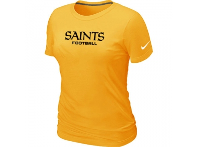 Women NEW New Orleans Saints Sideline Legend Authentic Font T-Shirt Yellow