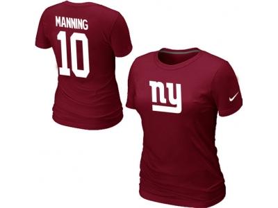 Women NEW New York Giants #10 Eli Manning Name & Number T-Shirt Red