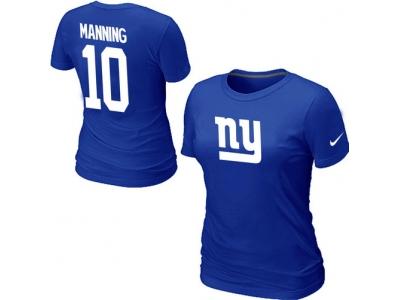 Women NEW New York Giants #10 Eli Manning Name & Number T-Shirt blue