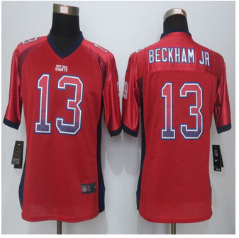 Women NEW New York Giants #13 Beckham jr Drift Fashion Red Elite Jerseys