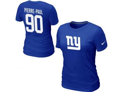 Women NEW New York Giants #90 Jason Pierre-Paul Name & Number T-Shirt blue